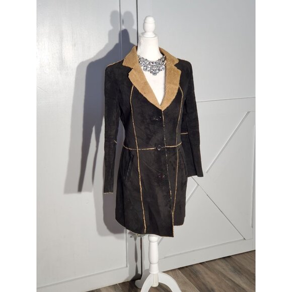 EXTASY JAMES & JOHN LEATHER JACKET COLOR BLACK/BROWN LONG SLEEVE SIZE L - Picture 1 of 6